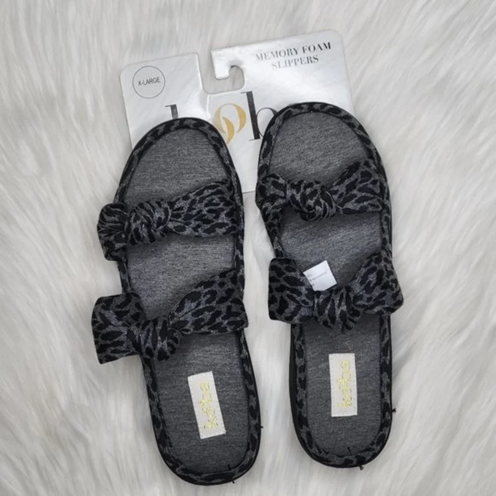 Kooba Leopard Open Toe Scuff Memory Foam Slippers Womens XL (9.5-10.5) NEW - Picture 3 of 8